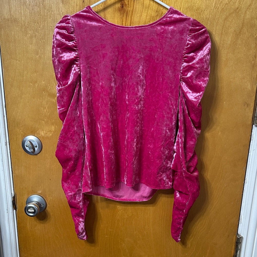 Marc New York “Very Berry” Pink Velvet Blouse